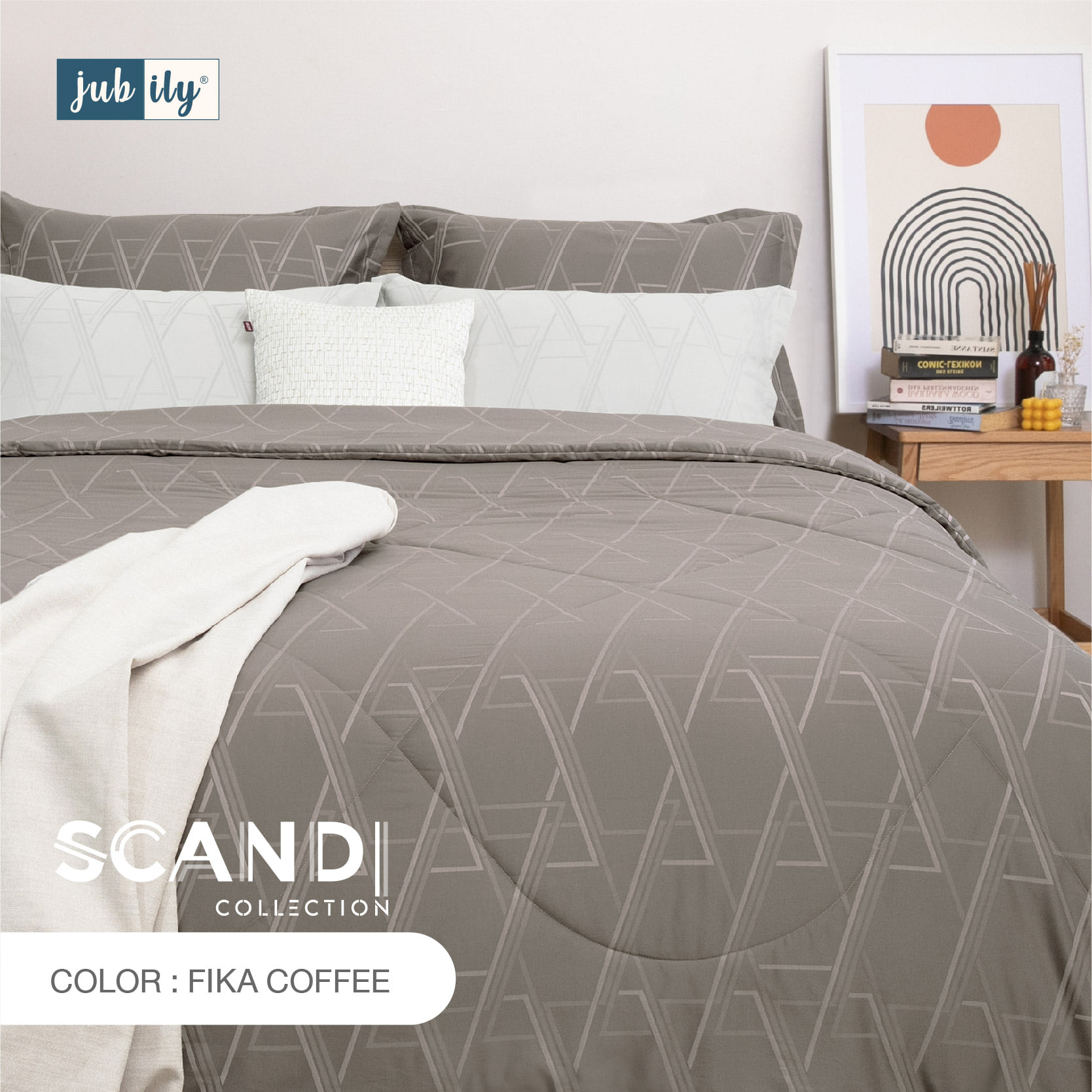 ชุดผ้าปูที่นอนและปลอกหมอนหนุน (ไม่รวมผ้านวมสำเร็จ) 6 ฟุต KING JUBILY - SCANDI COLLECTION 460 SERIES สี FIKA COFFEE_1